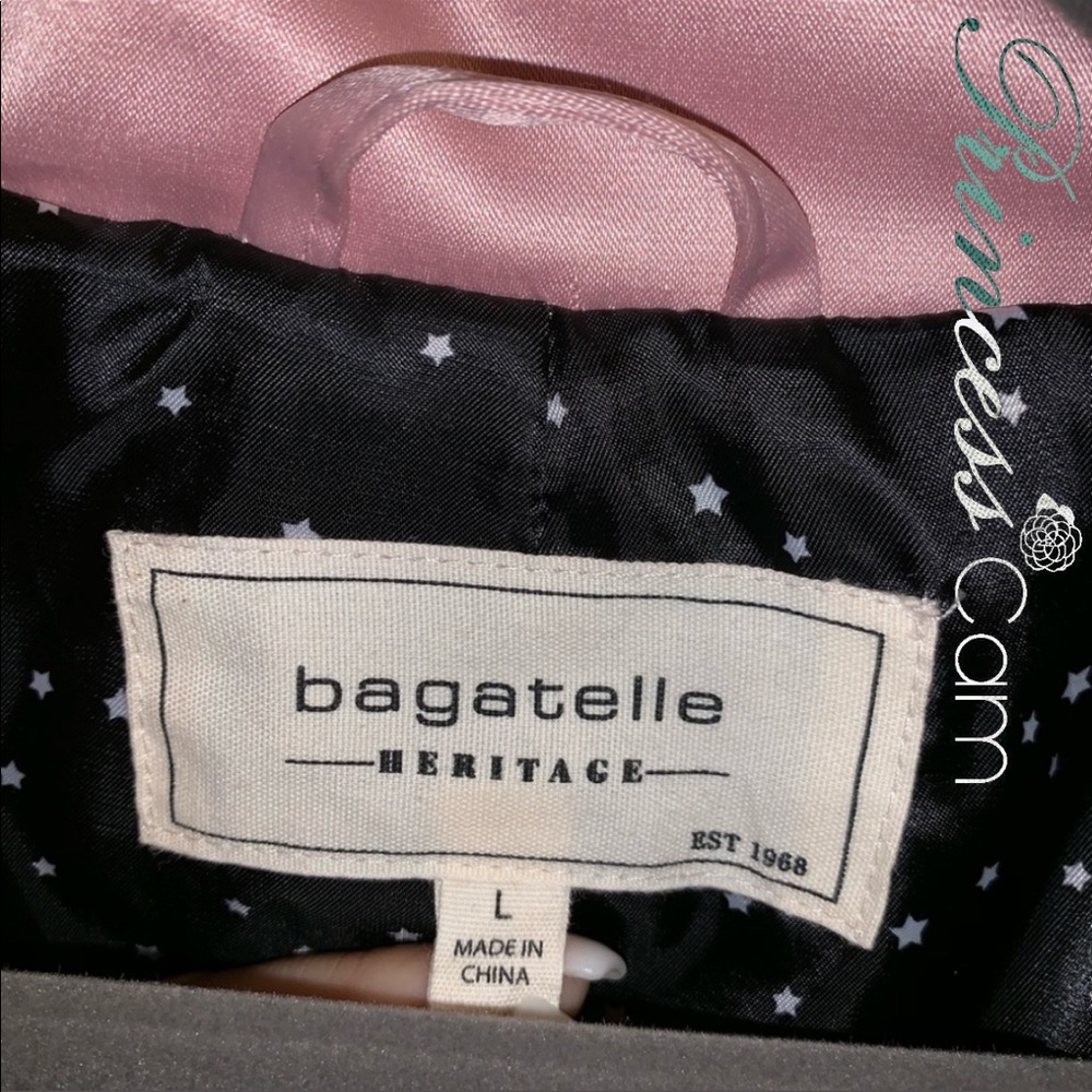 πBagatelle Blush Metallic Satin Zip Bomber Jacket - Picture 7 of 7